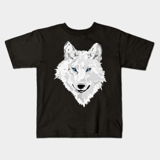 White Wolf With Blue Eyes Kids T-Shirt